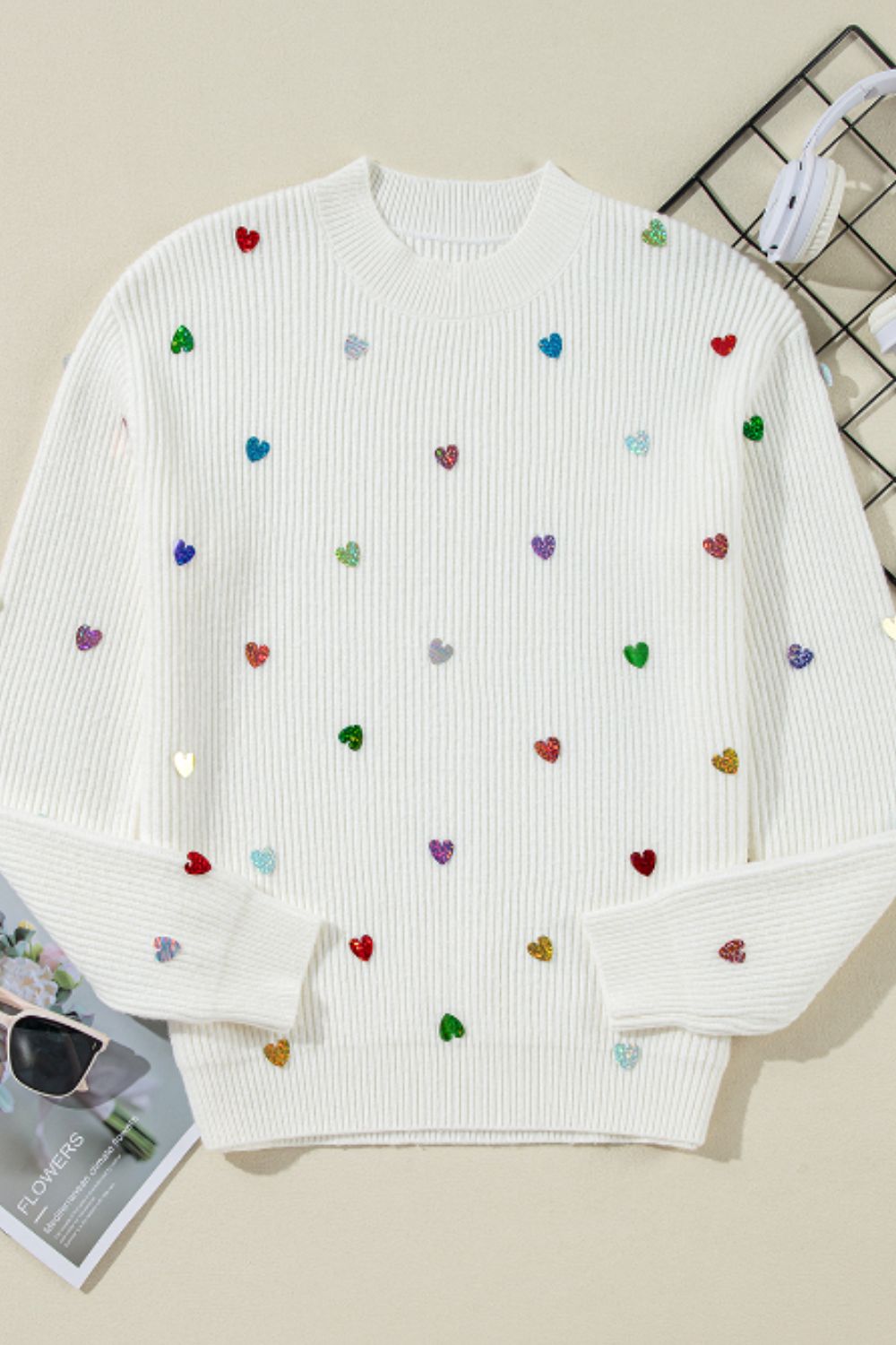 The Chelsea Heart Sequin Sweater