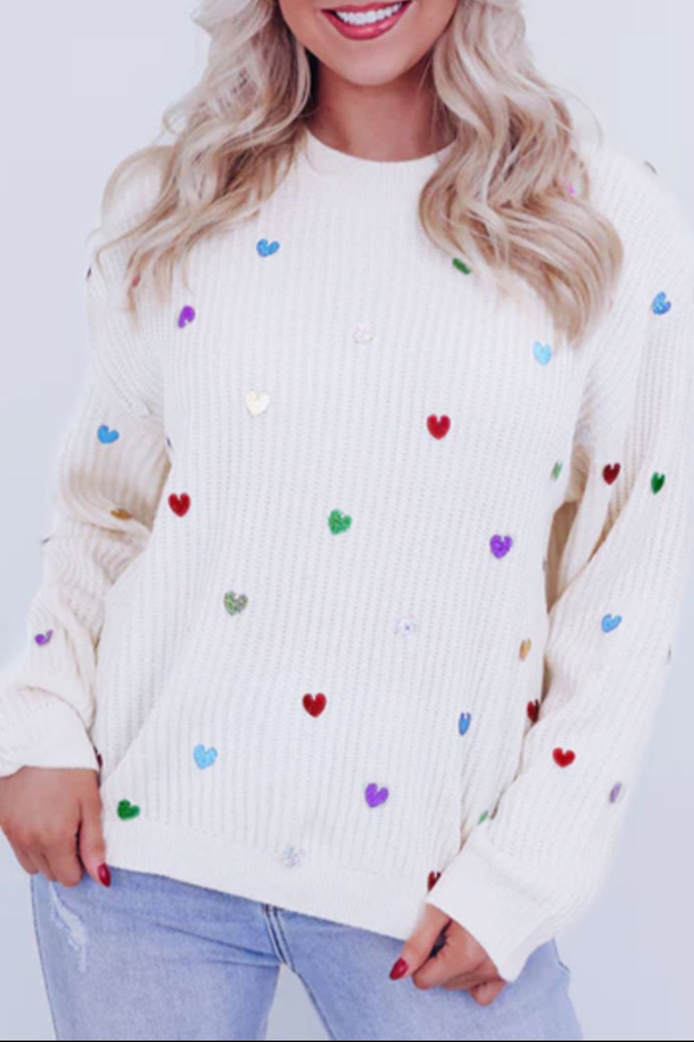 The Chelsea Heart Sequin Sweater