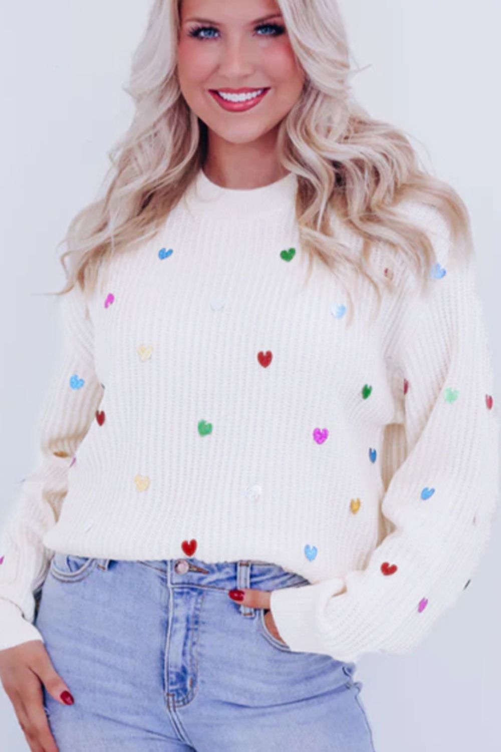 The Chelsea Heart Sequin Sweater