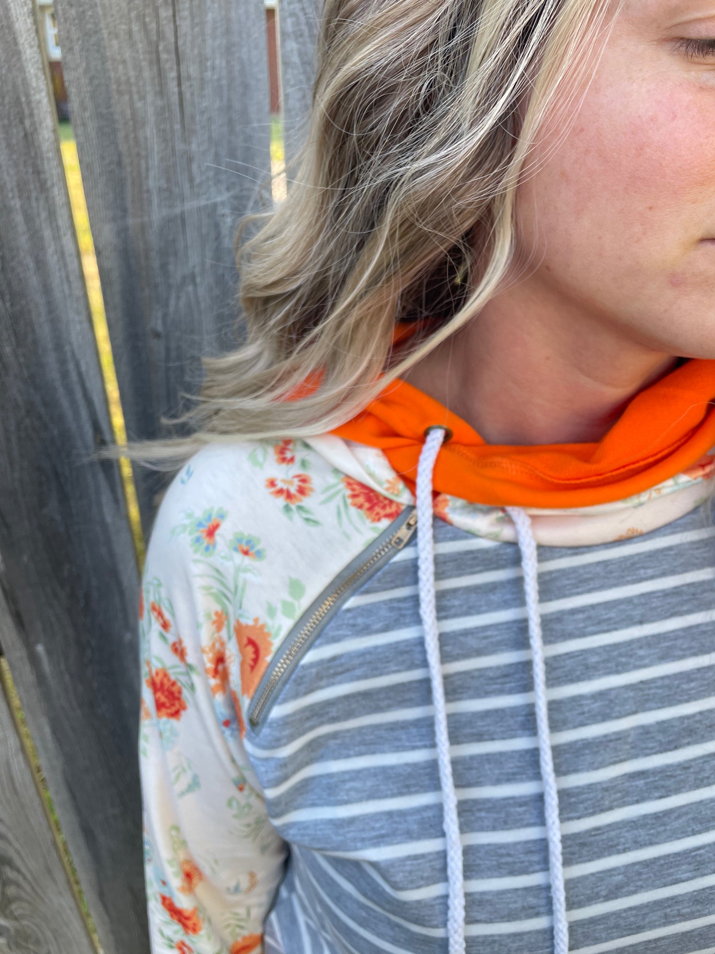 The Katie Orange/Cream Floral Hoodie VIP