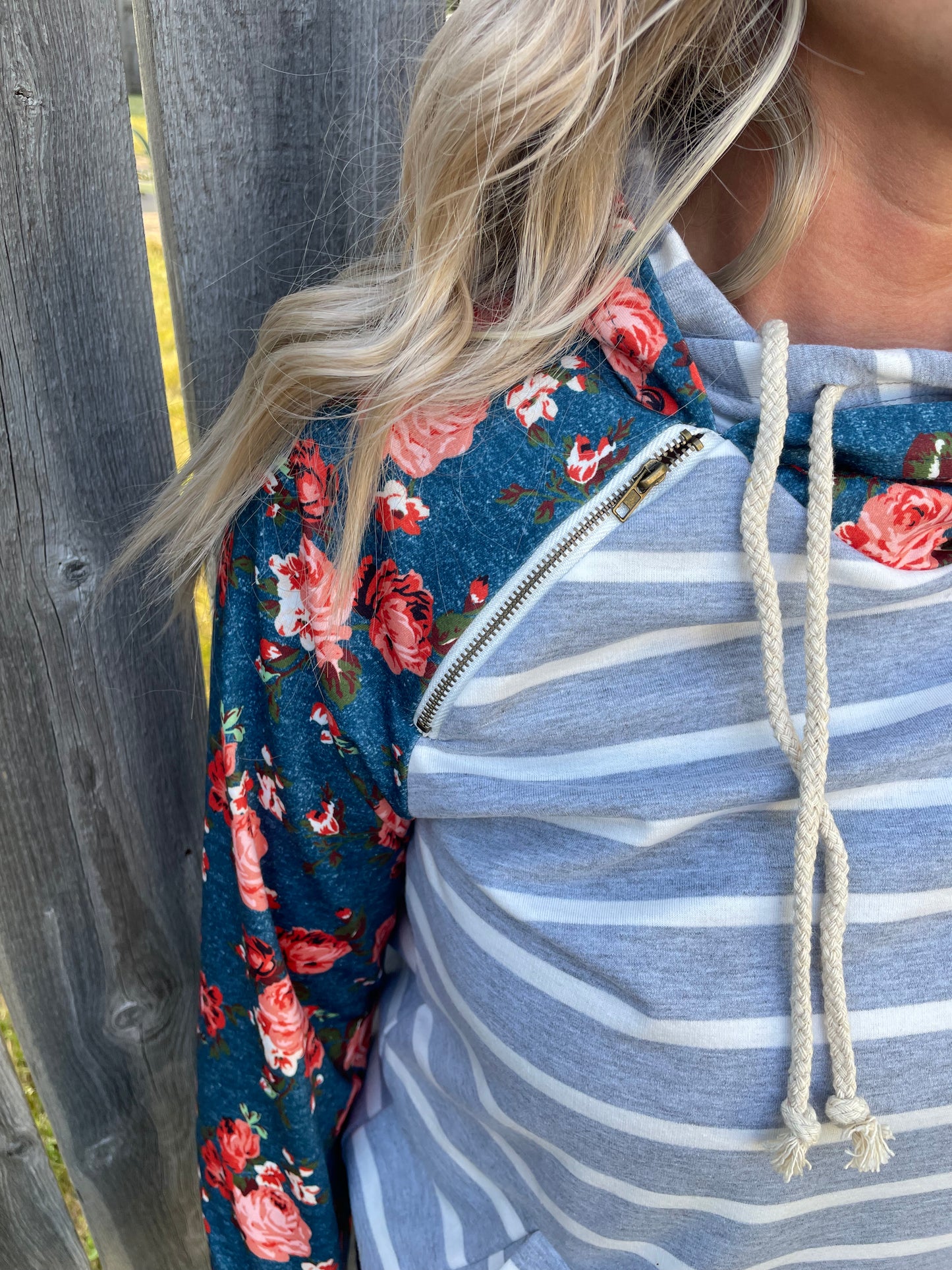 The Katie Turquoise Floral Hoodie/ VIP