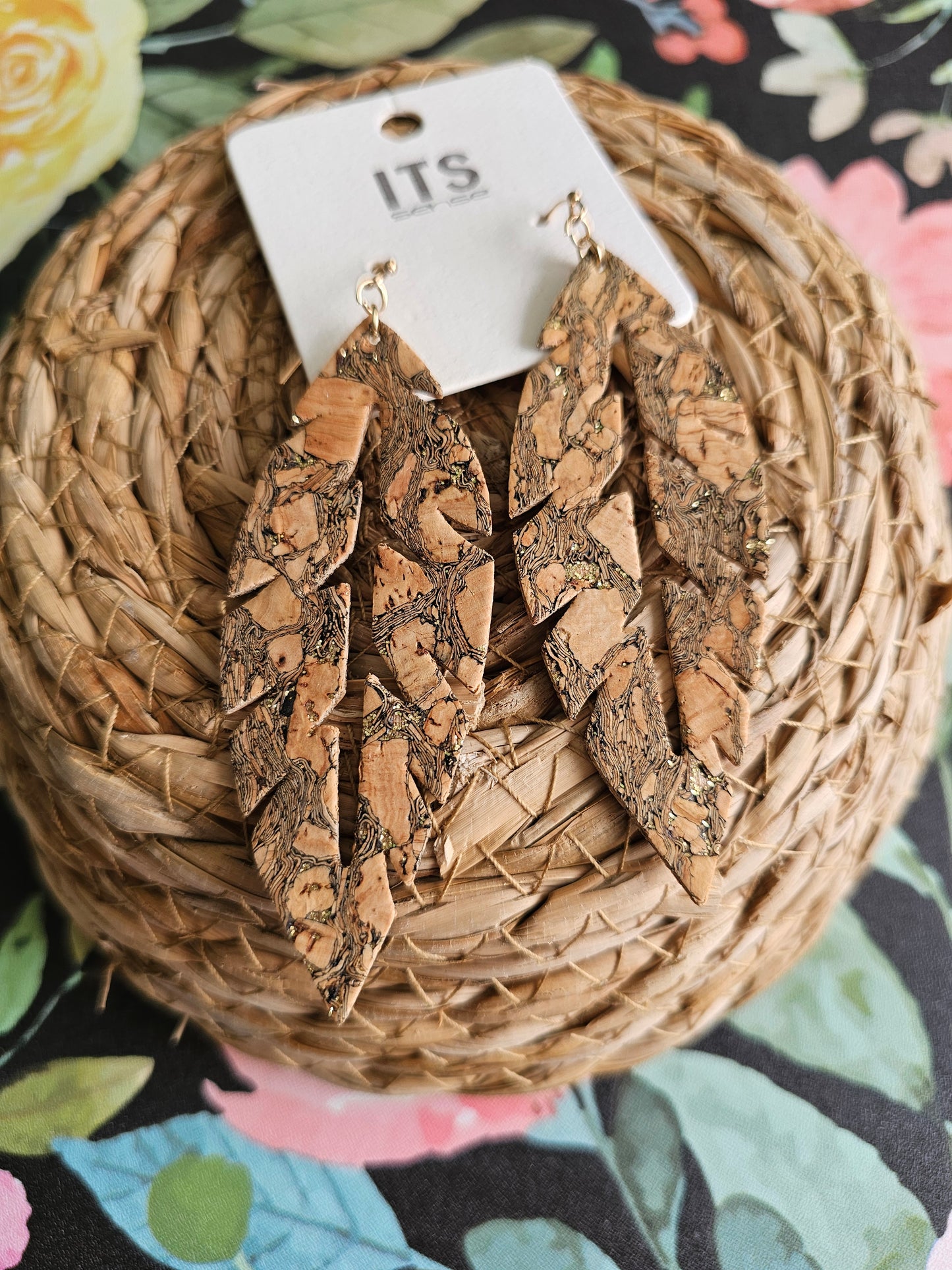 Cork leaf earrings