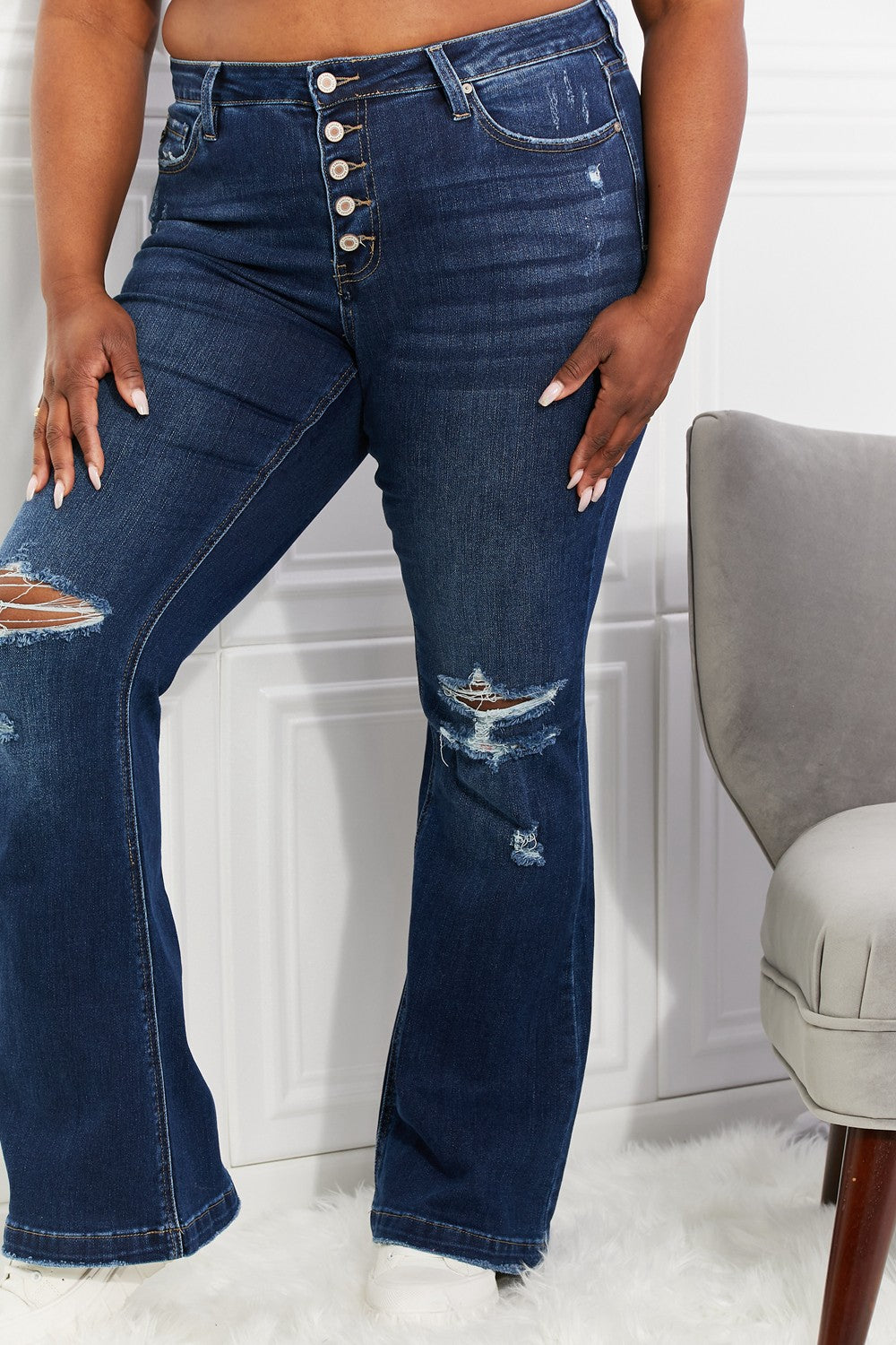 The Angela Kancan Full Size 1-22W Midrise Flare Jeans