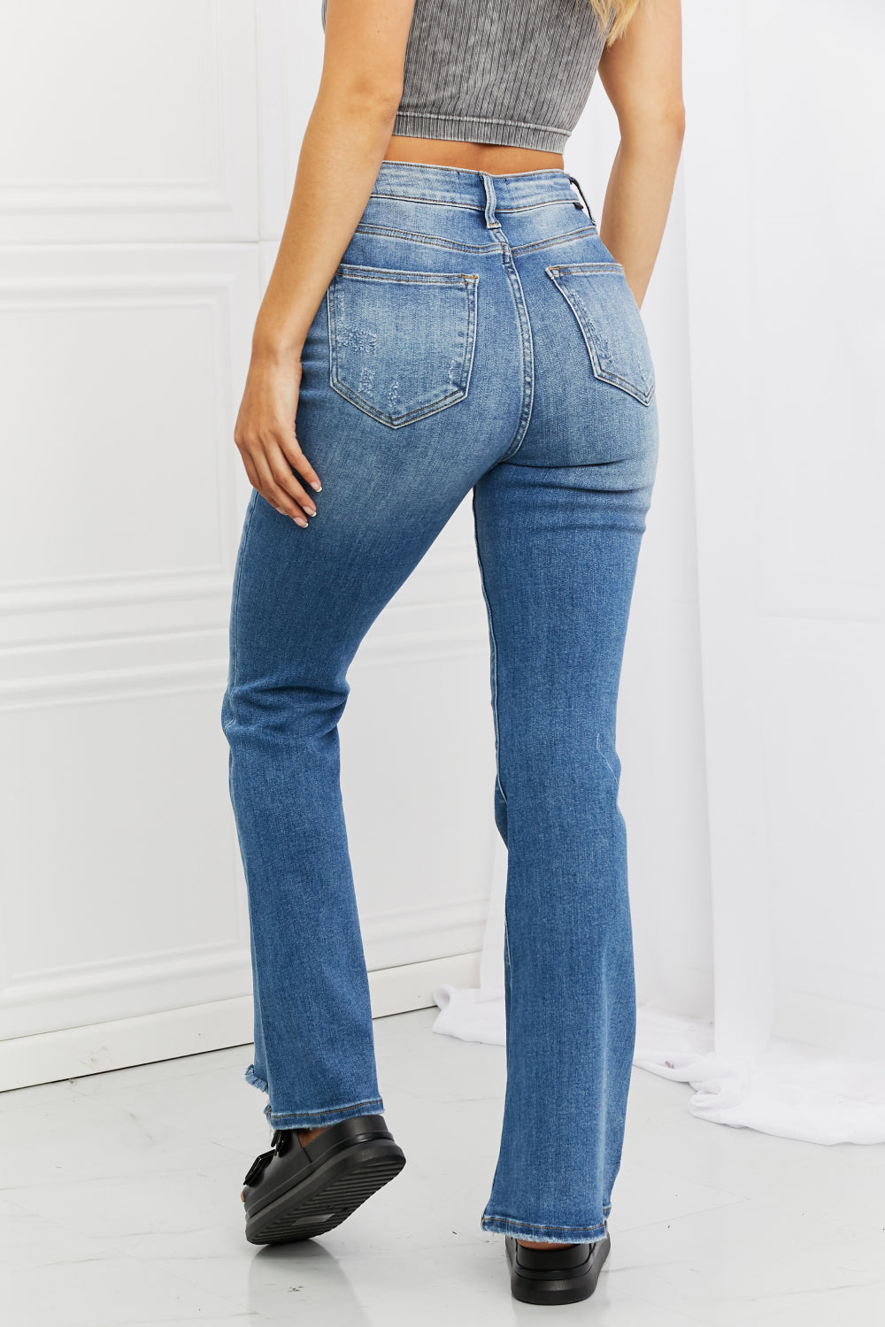 RISEN Full Size 1-3XL Iris High Waisted Flare Jeans