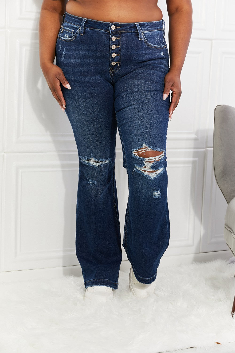 The Angela Kancan Full Size 1-22W Midrise Flare Jeans