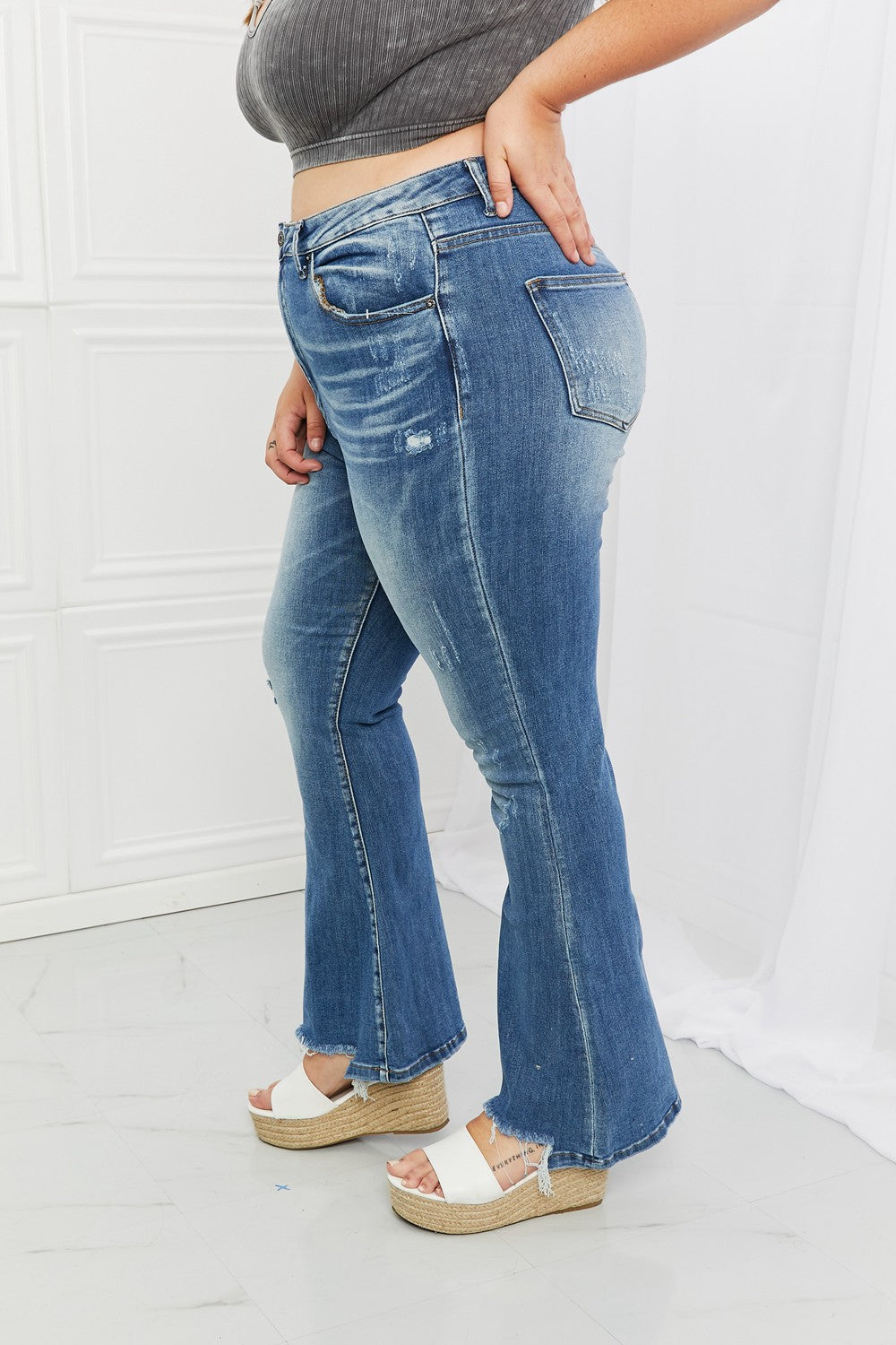 RISEN Full Size 1-3XL Iris High Waisted Flare Jeans