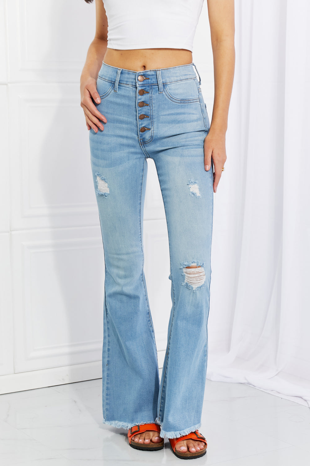 Vibrant MIU 1-3XL Jess Button Flare Jeans